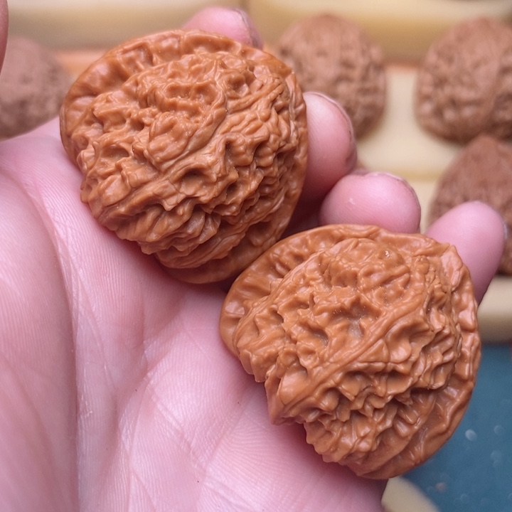 把件文玩核桃38三角白