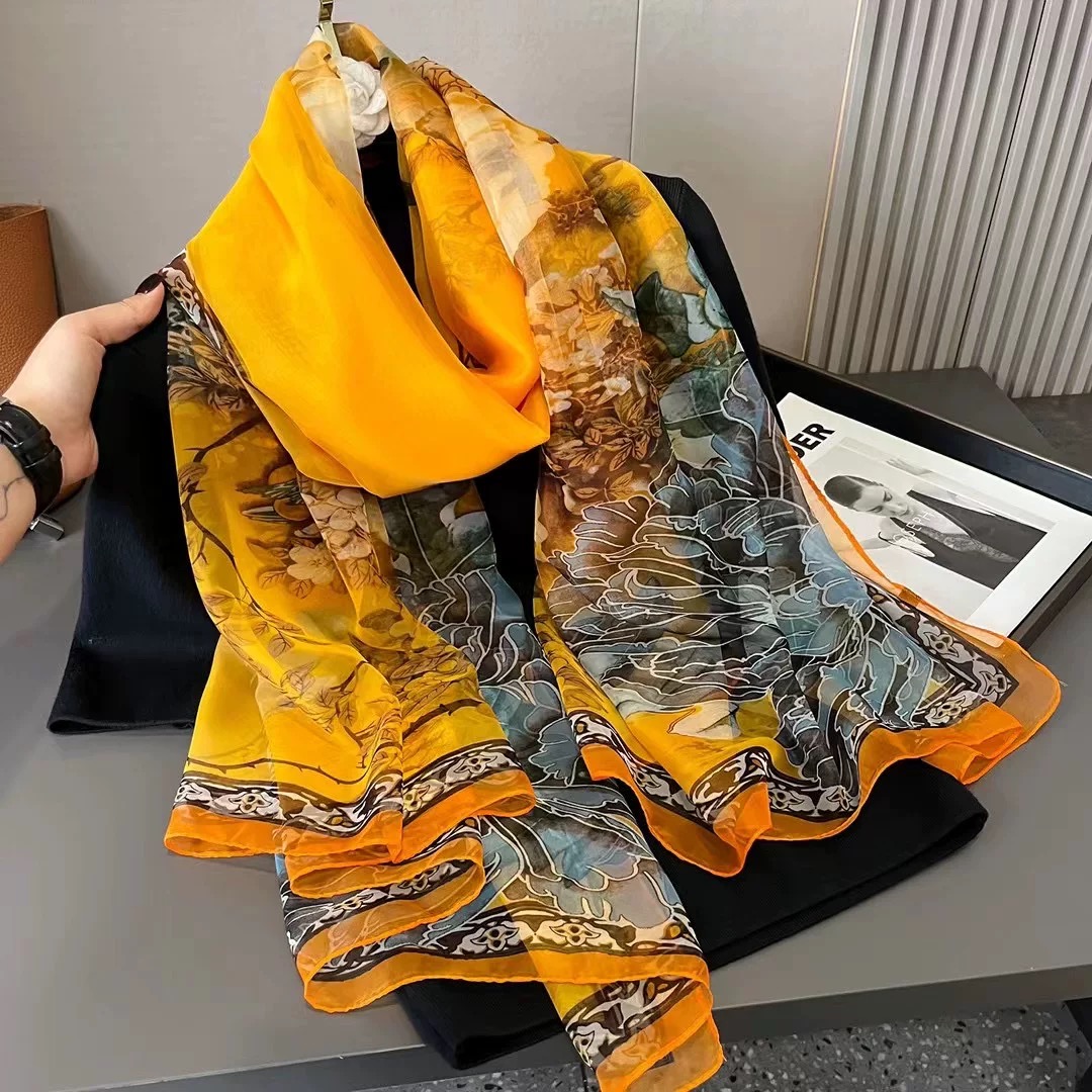 [国色天香]优柔纱国风时尚气质百搭披肩丝巾130*180（231-A）