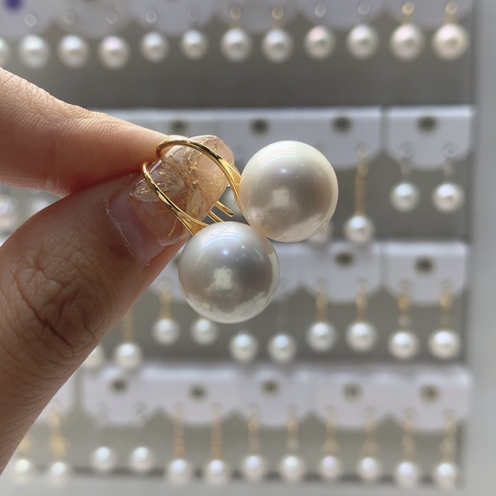 淡水珍珠耳饰银S925镶嵌