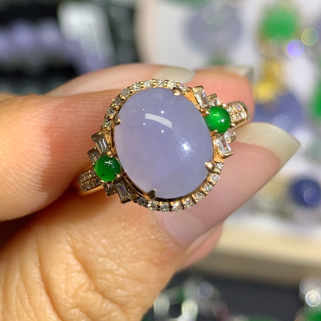 翡翠戒指18K金镶嵌8、