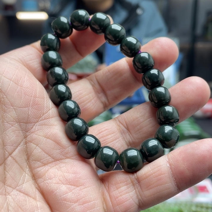 和田玉未镶嵌手链塔青料手链