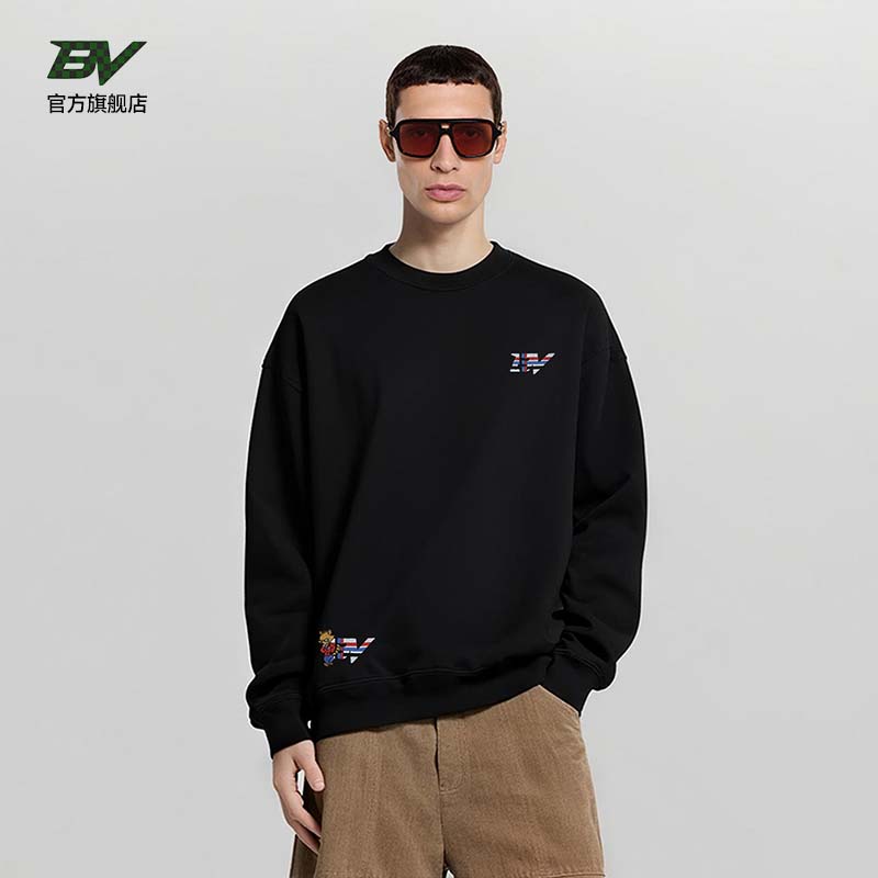 BV25新款圆领套头休闲百搭男士卫衣秋冬季居家户外休闲宽松上衣男
