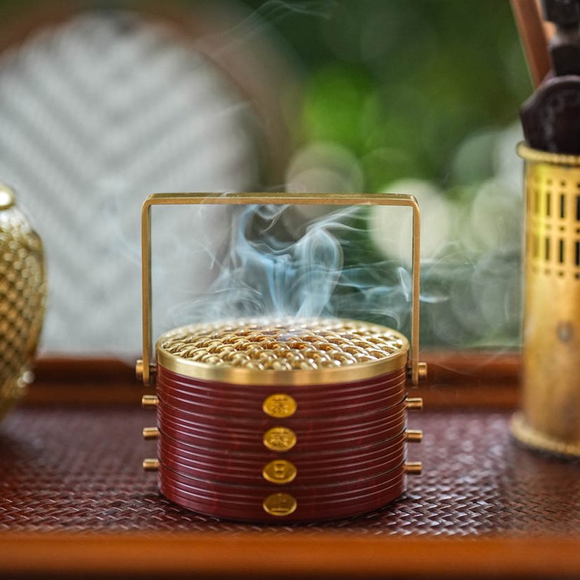 【奇居巍】中式轻奢黄铜蒸蒸日上香炉桌面摆件