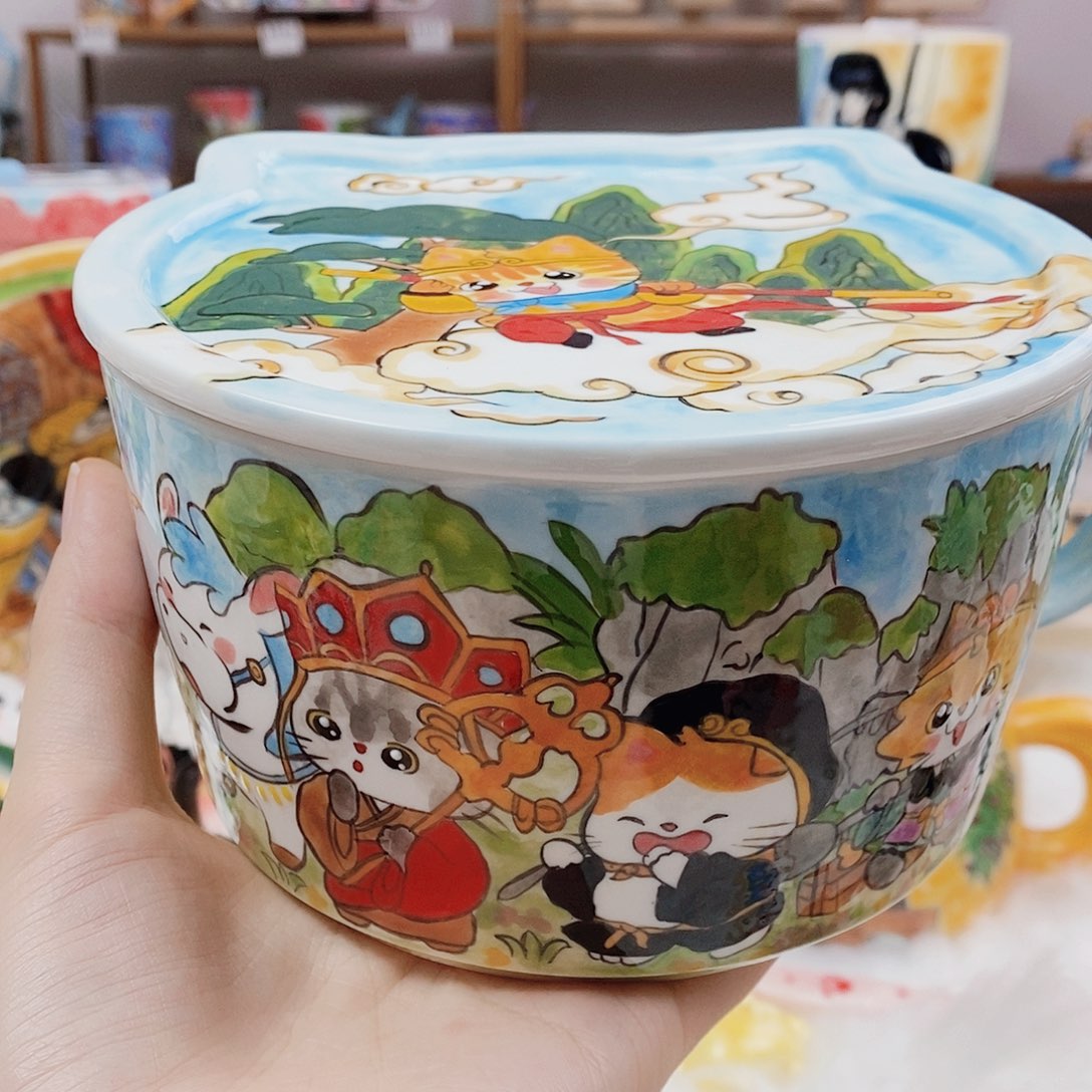 瓷片董董文创手绘陶瓷