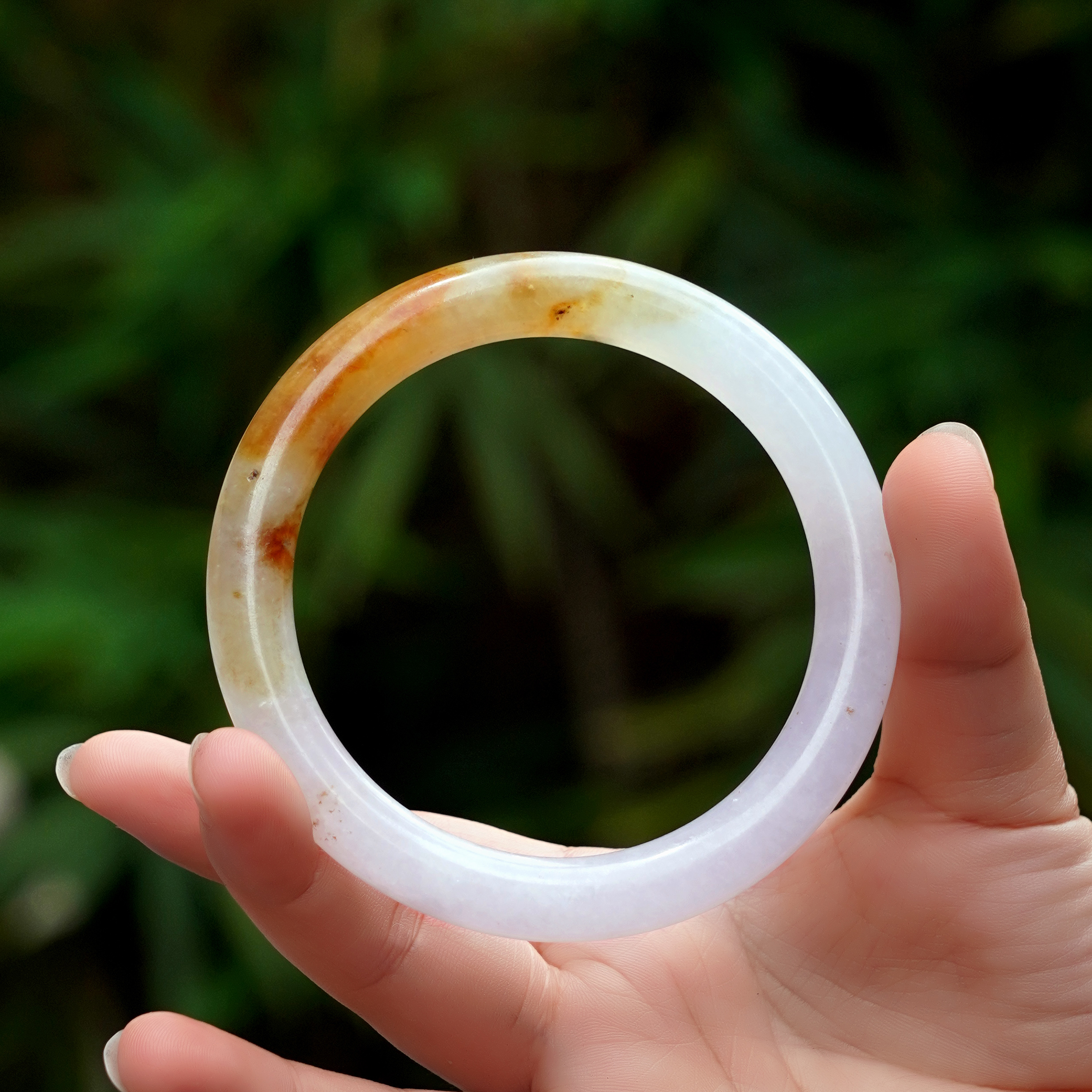 【霞光照水】61圈 清 冰紫底化水红翡翠老手镯 全品种老水长镯子