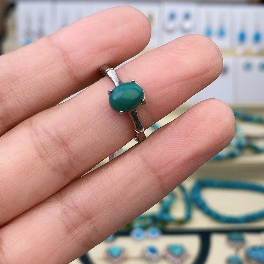 绿松石银S925镶嵌戒指