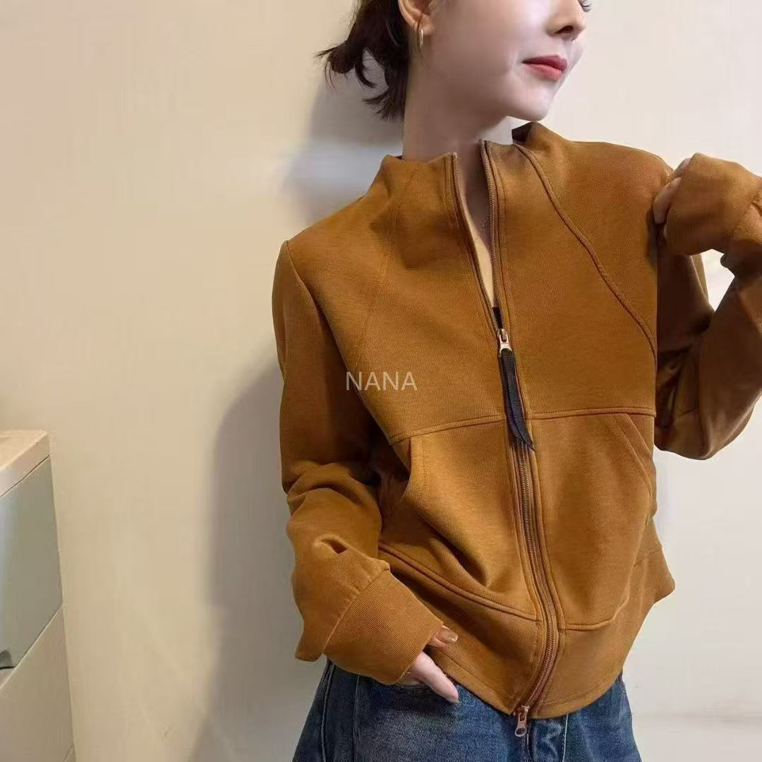 乐乐家立领拉链显瘦立体剪裁百搭休闲长袖