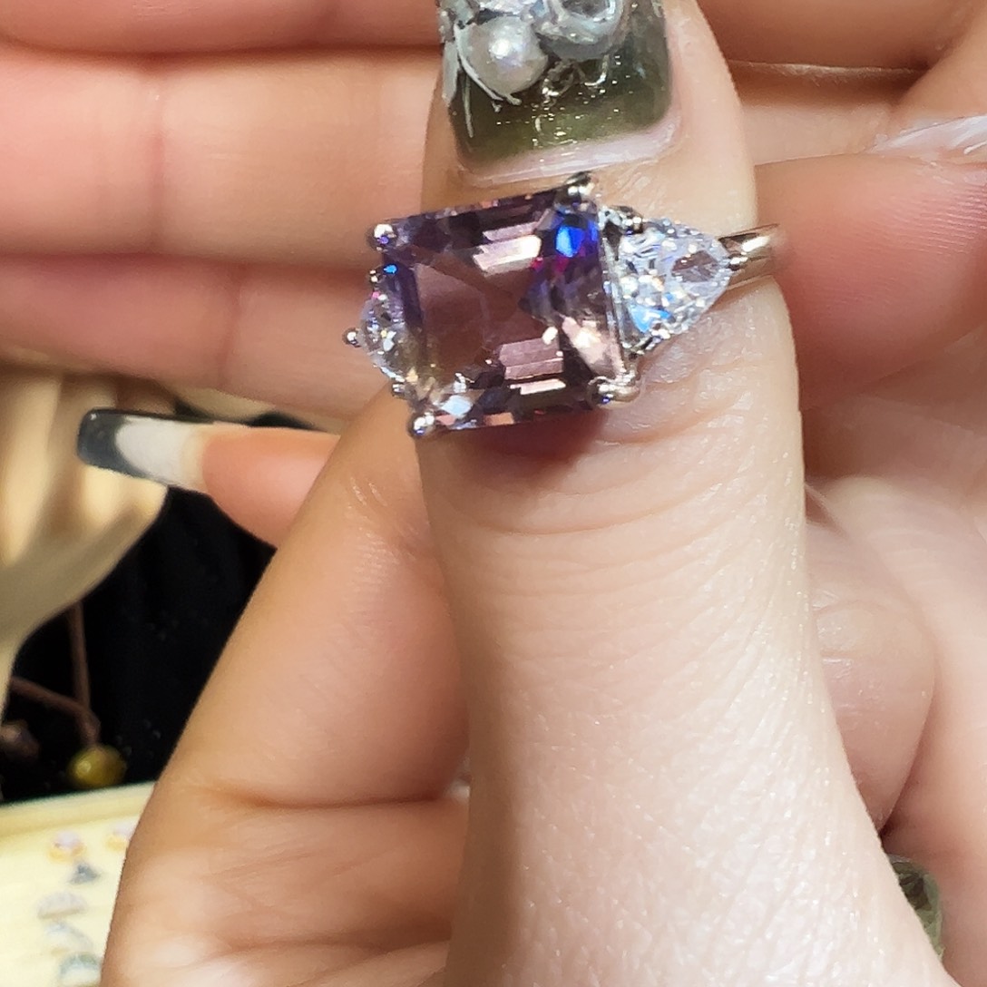 水晶戒指银S925镶嵌啊啊啊啊啊