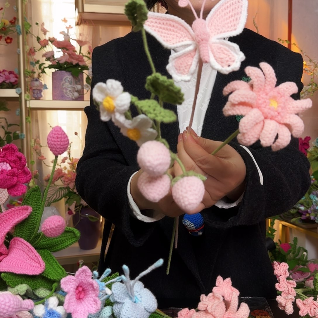 纯手工钩织钩织花束