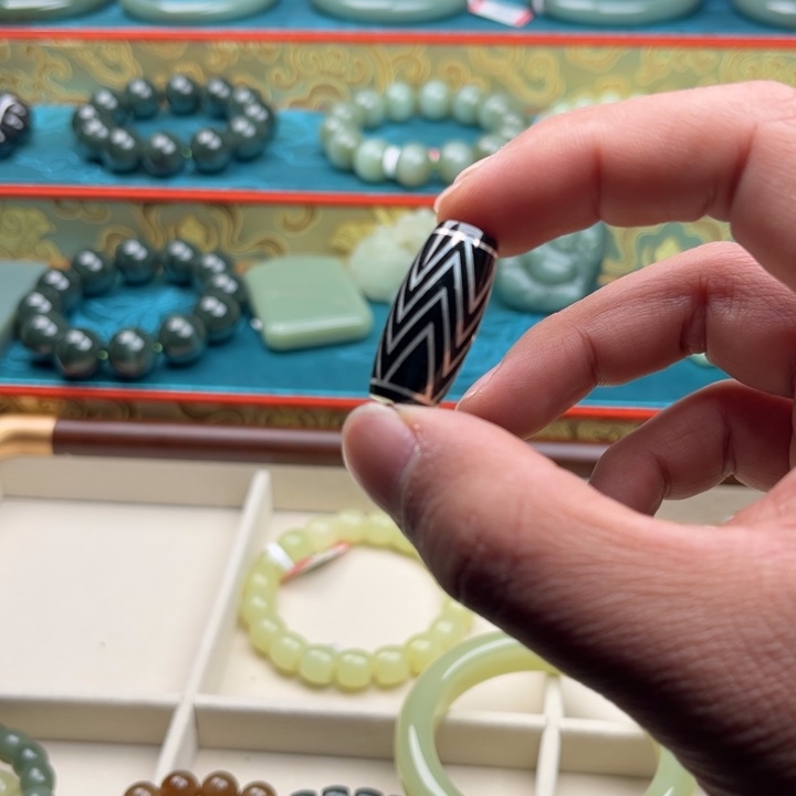 和田玉足银镶嵌手链