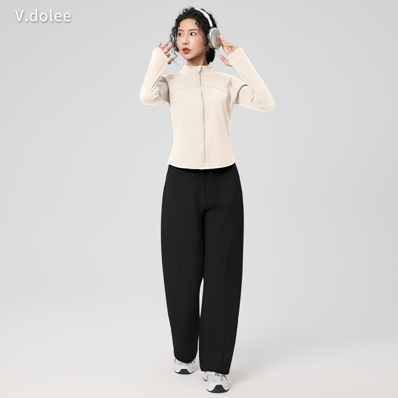 秋冬季新款户外休闲运动套装女士加绒保暖显瘦健身跑步训练服1457