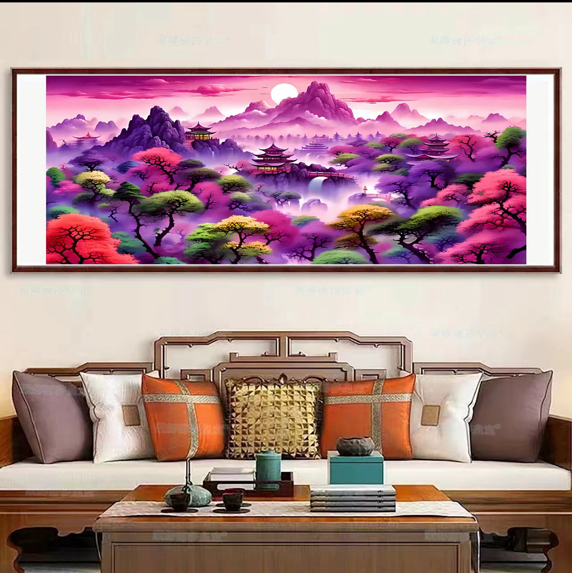 （定制款）纯手工成品紫气东来300*100满绣十字绣