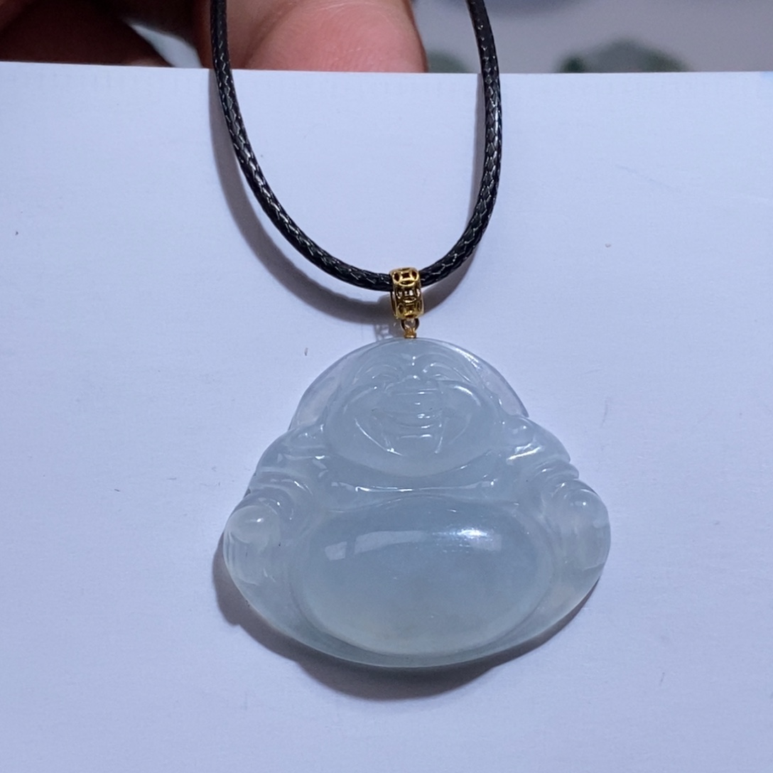 翡翠18K金镶嵌吊坠(不含链)翡翠镶嵌佛公