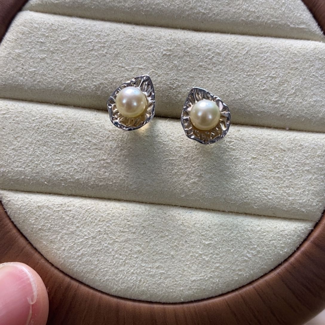海水珍珠耳饰银S925镶嵌