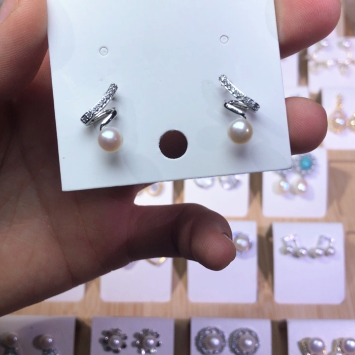 淡水珍珠耳饰银S925镶嵌