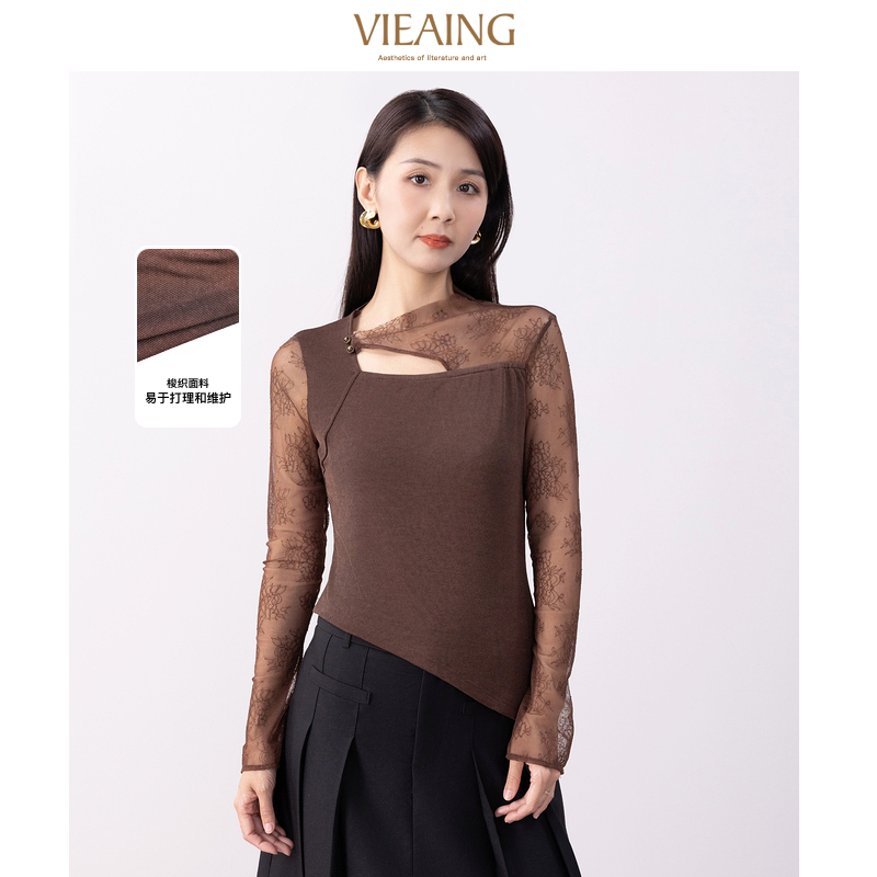 【小余专属】薇迎春新款休闲蕾丝拼接长袖衬衫336101185558