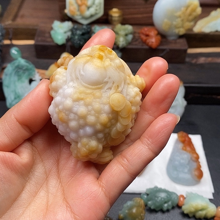 黄***园定制翡翠未镶嵌毛货抛光