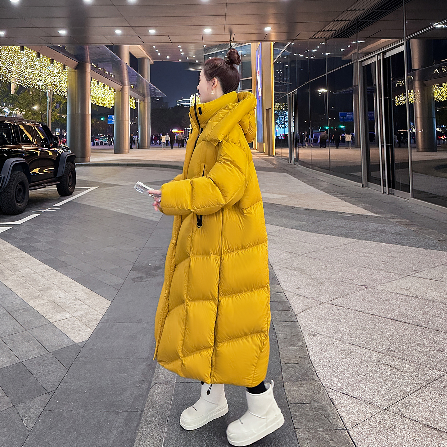 白鹅绒超厚羽绒服女长款韩版2025冬新款时髦宽松连帽加厚保暖外套