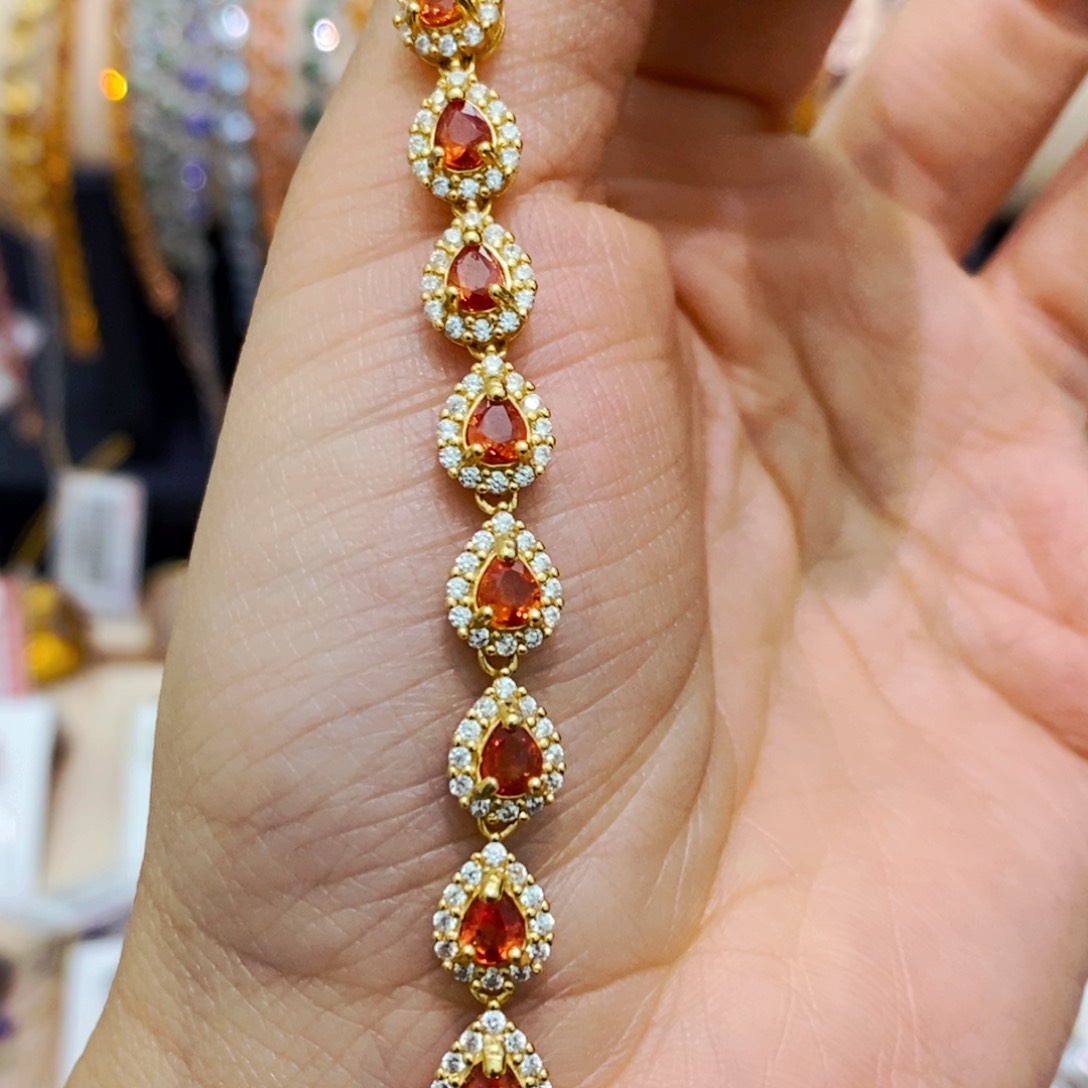 彩色蓝宝石手链银S925镶嵌