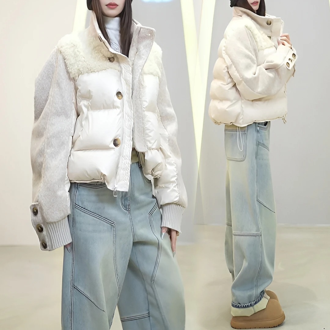 韩系气质短款撞色棉服女2025冬季新款设计感百搭宽松巨好看外套