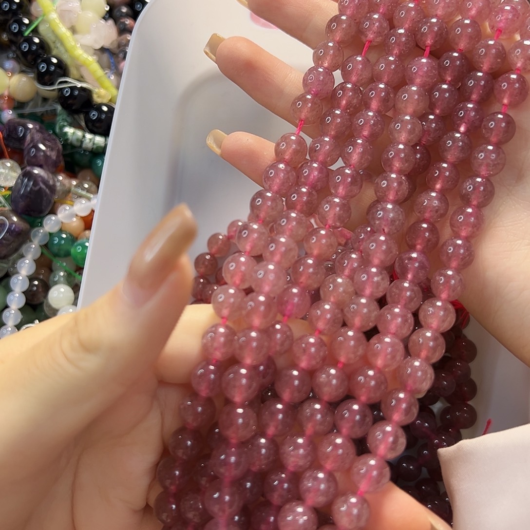 玛瑙/玉髓未镶嵌珠宝半成品鸽血红草莓晶卡8一条