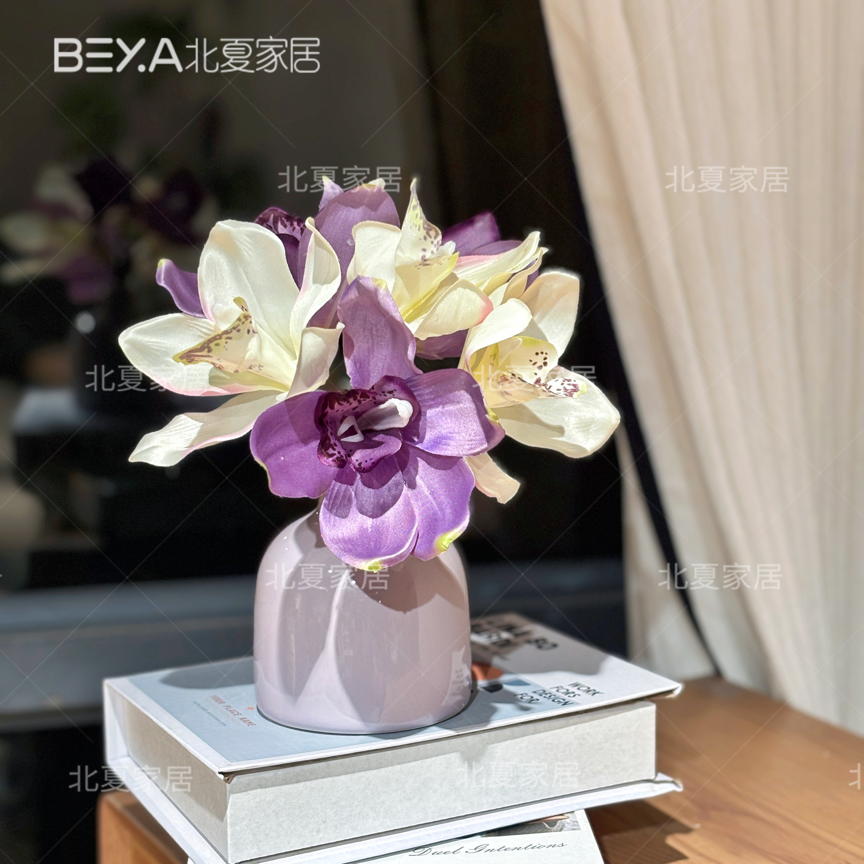 蕙兰把束仿真花假花摆设装饰品插花床头柜餐桌玄关电视柜花艺摆件