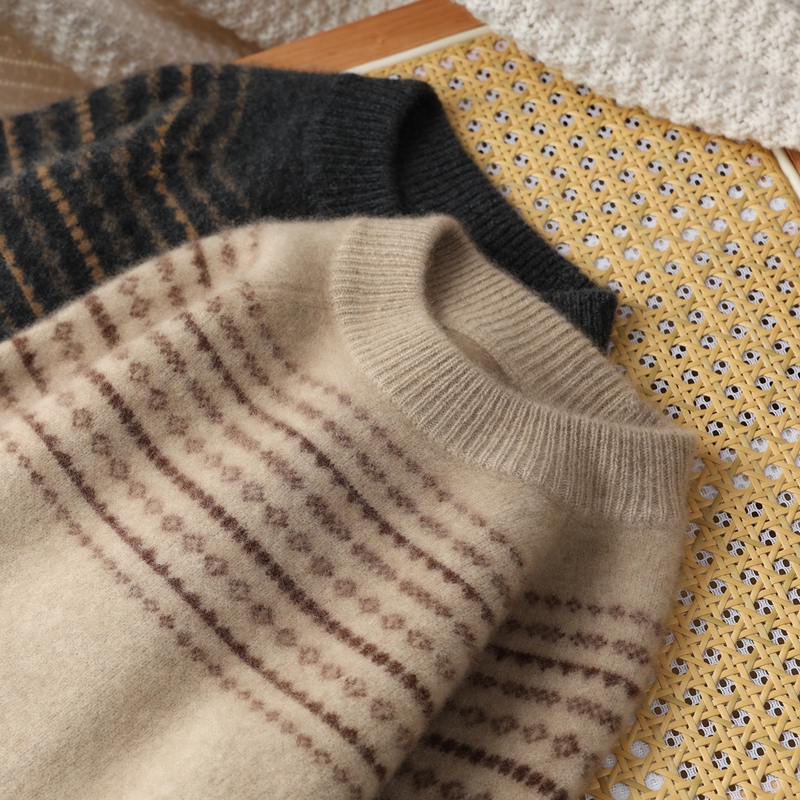 费尔岛加厚款儿童半高领休闲纯羊毛毛衣针织衫宽松长袖羊毛衫儿童