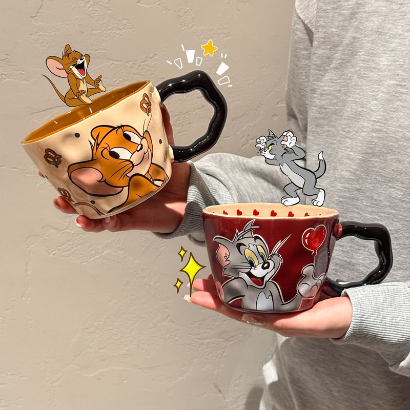 正版猫和老鼠马克杯大容量情侣杯子水杯可爱卡通陶瓷杯学生创意