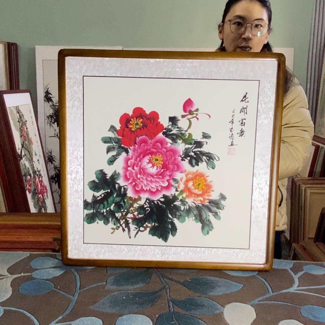 国画62✖️62手写手绘国画作品带框包邮