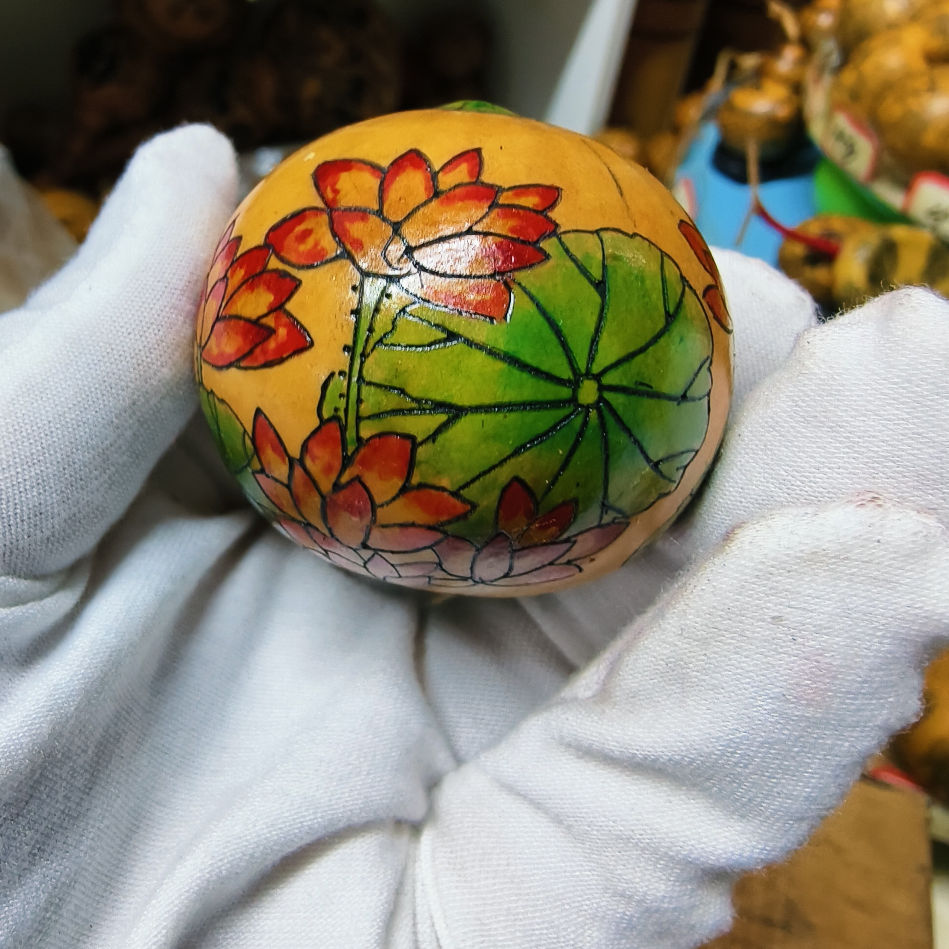 雅青阁手工雕刻葫芦荷花图