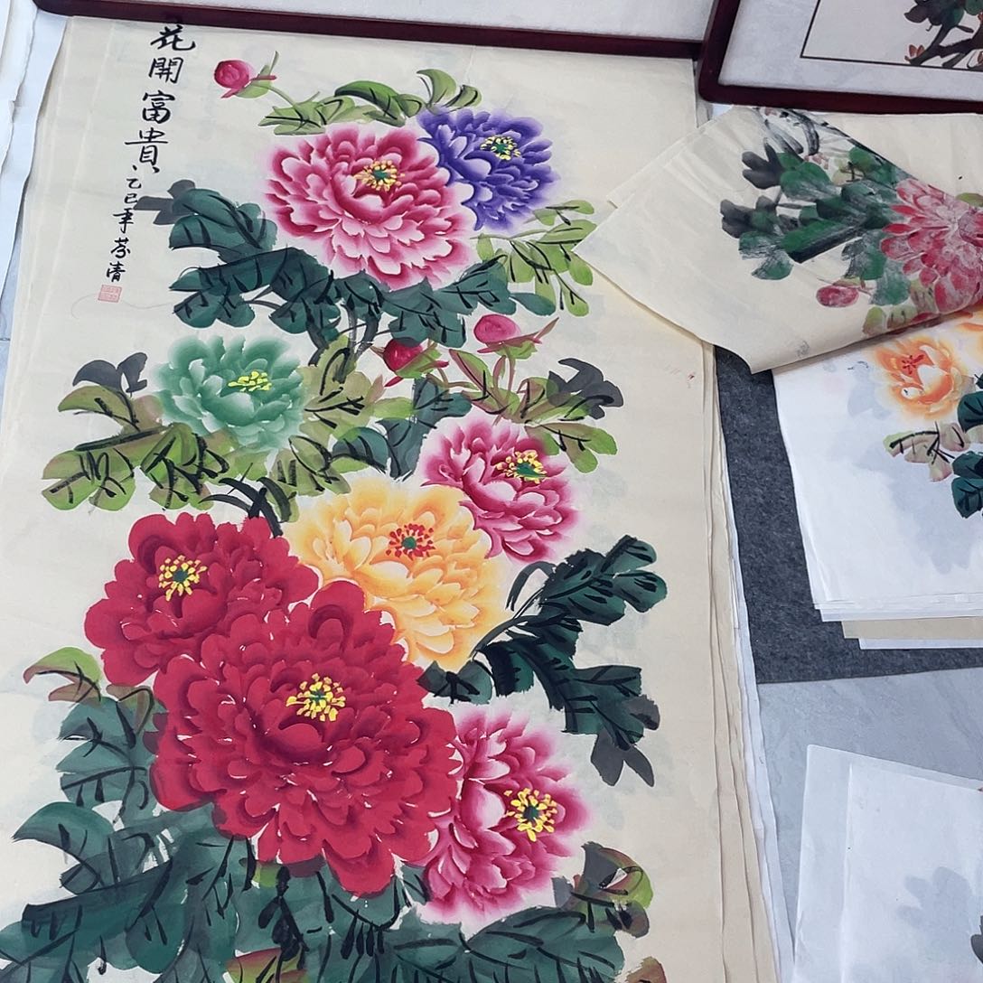 国画国画作品原稿四尺竖仿古五彩