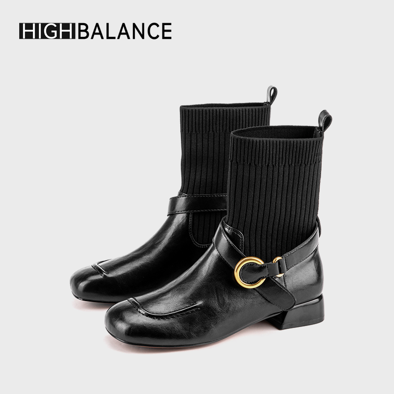 HIGHBALANCE2026新款6688303法式时尚低跟短靴B