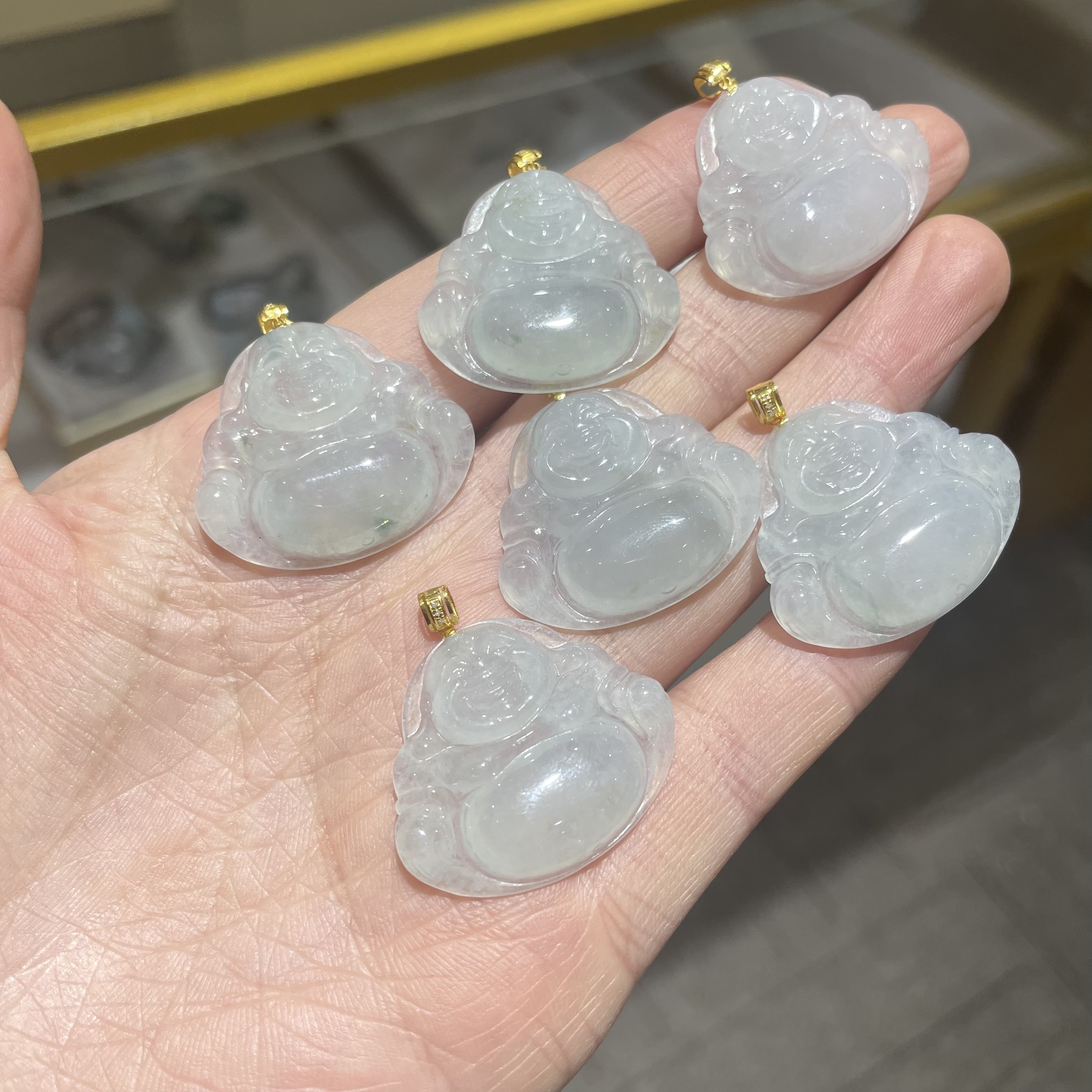 A55翡翠A货佛公18K金镶吊坠（多样性发其一）