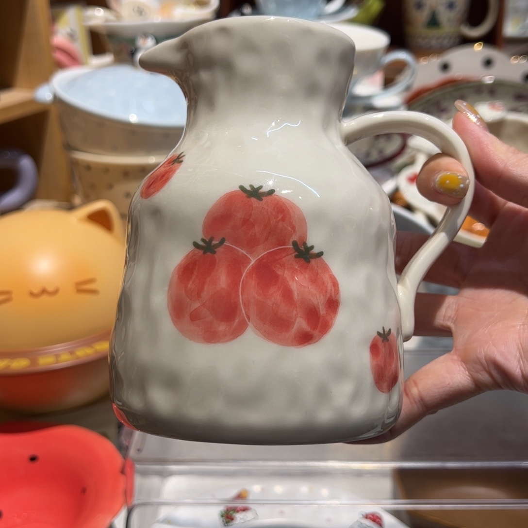 手作红色番茄小奶壶