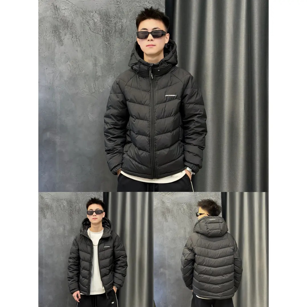 冬季新款白鸭绒排骨羽绒服男士潮款保暖加厚连帽轻便简约羽绒外套