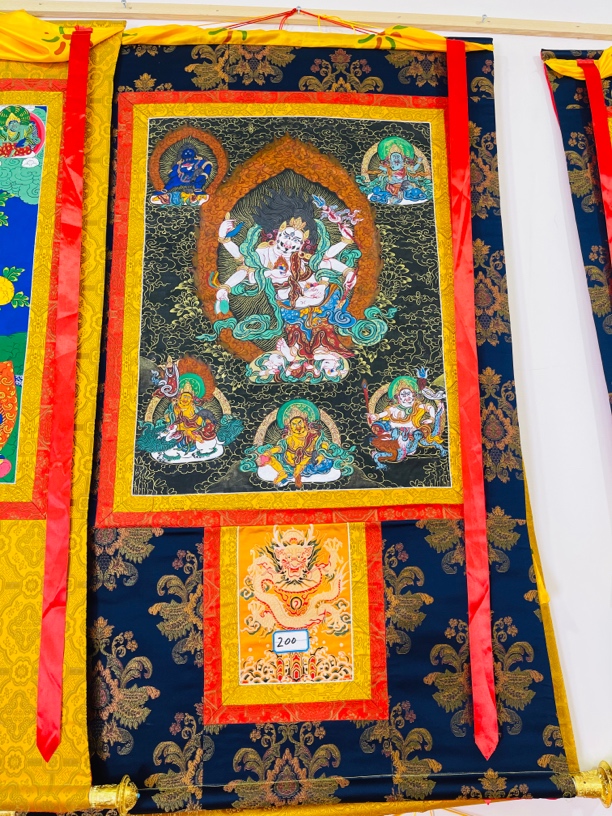 热贡精品唐卡白六臂玛哈嘎拉手绘200