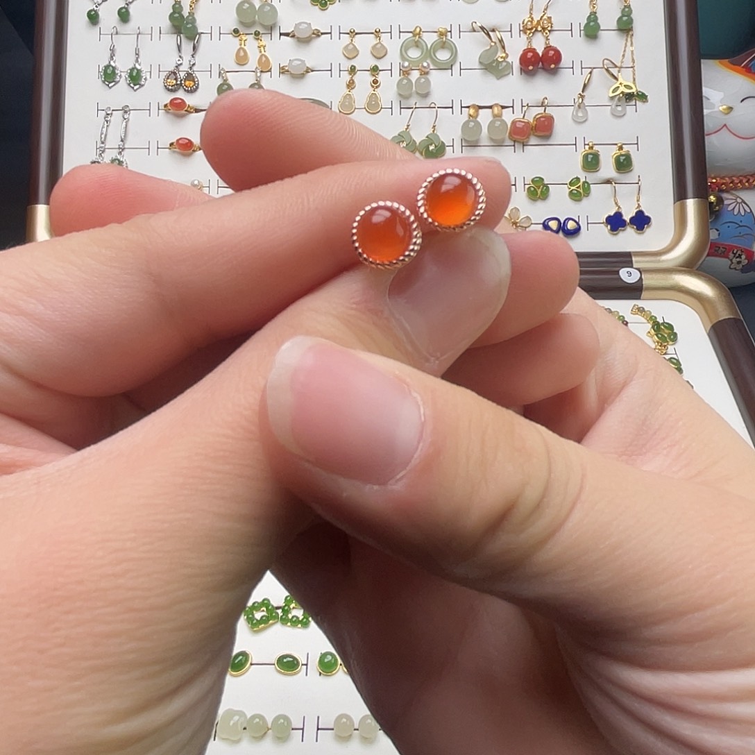 银S925镶嵌和田玉耳坠