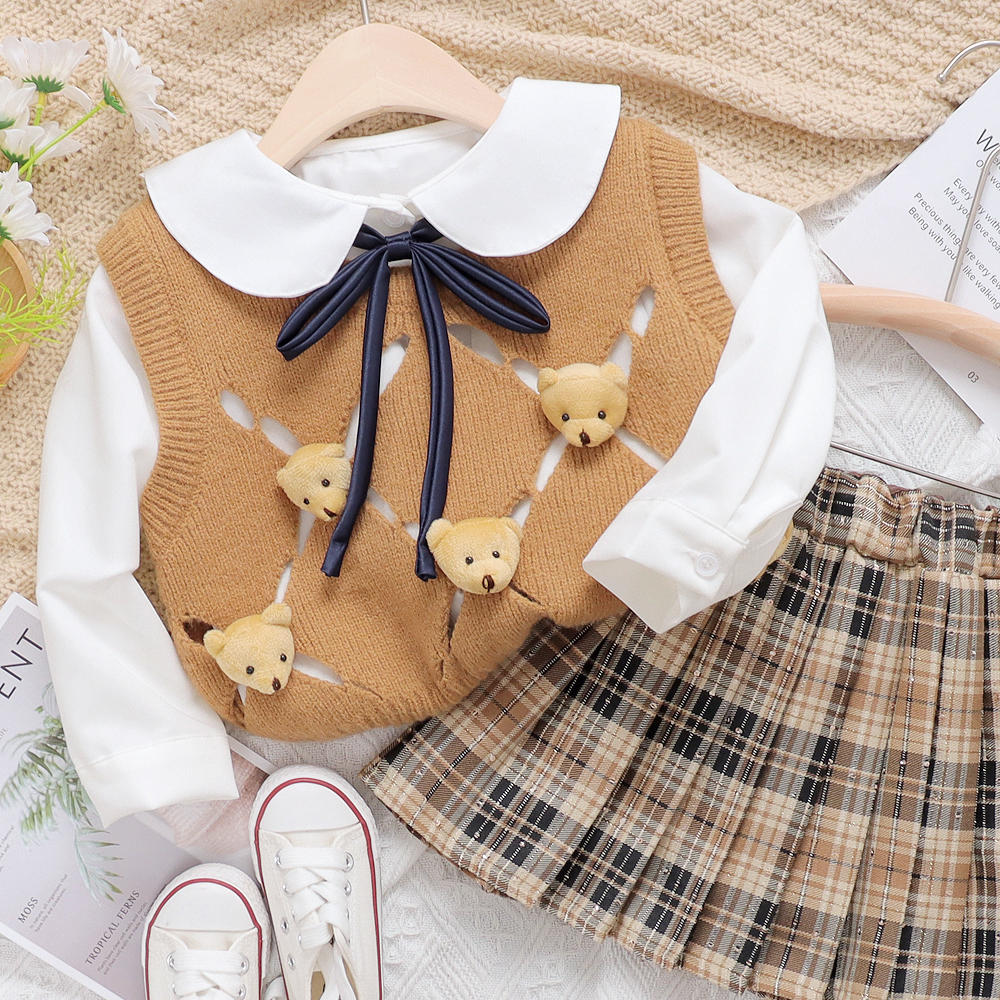 【媛媛妈专属】TZ2204春秋季女童洋气学院风三件套