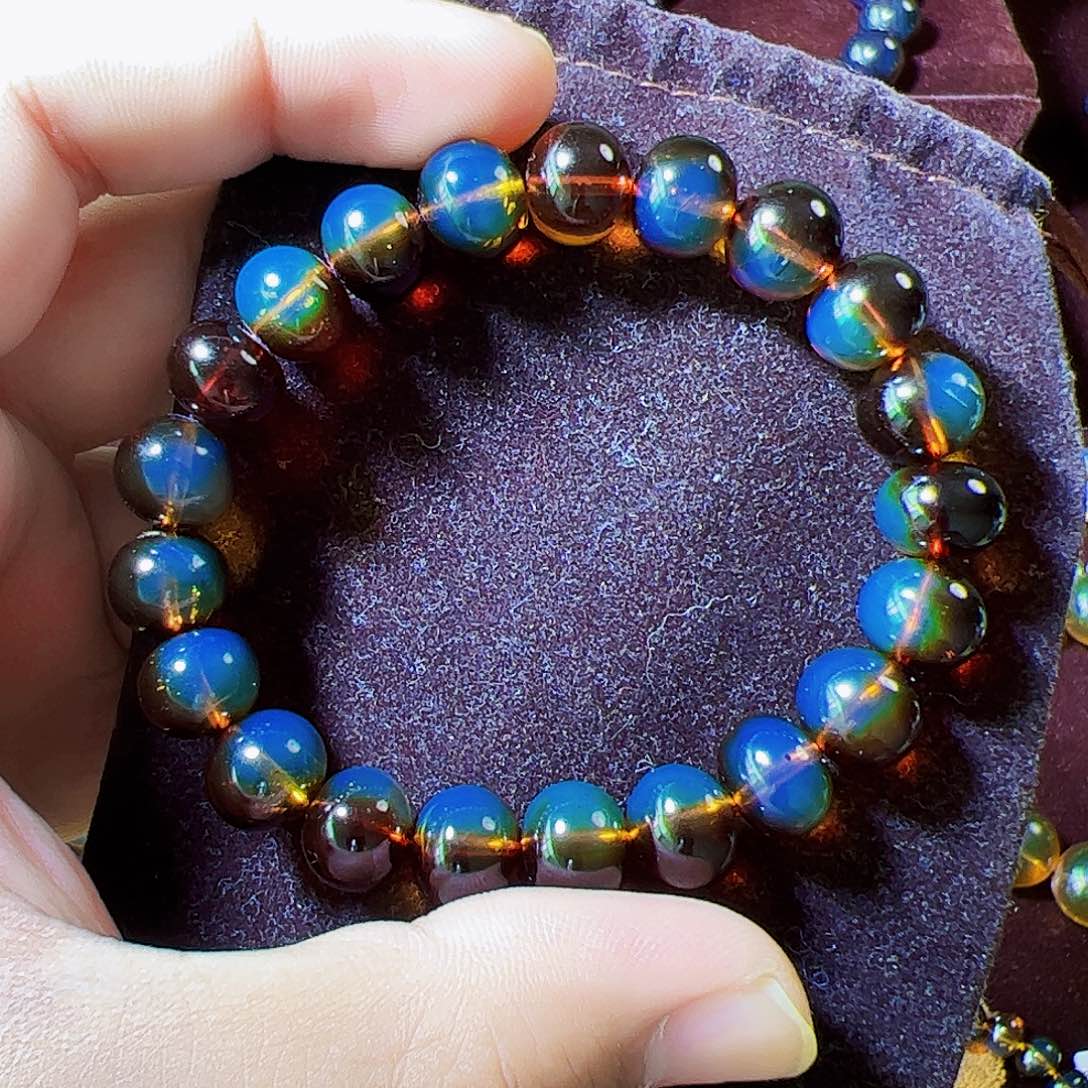 蓝珀珠宝奇石未镶嵌墨西哥红蓝妖色11.6苹果园