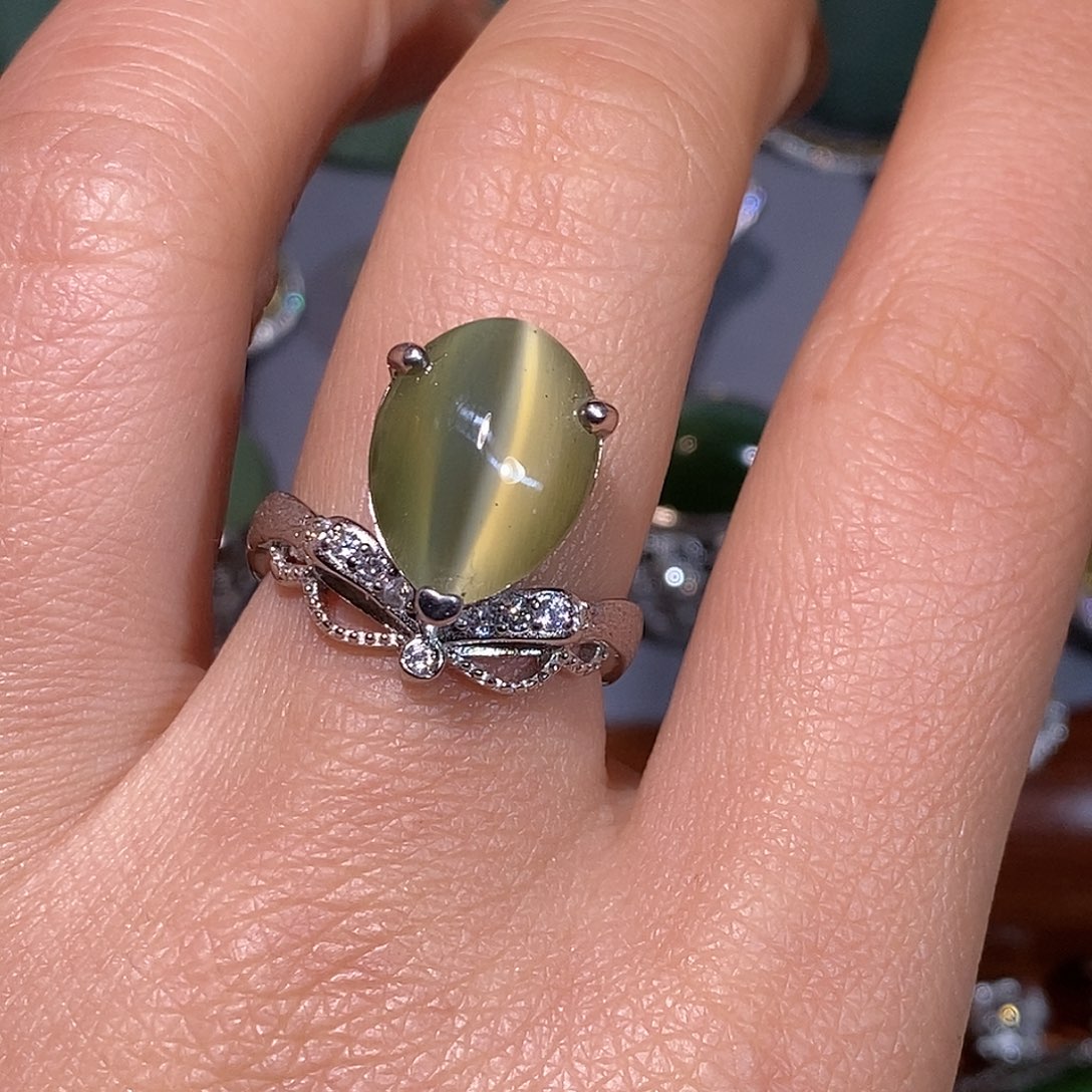 和田玉（碧玉）银S925镶嵌戒指