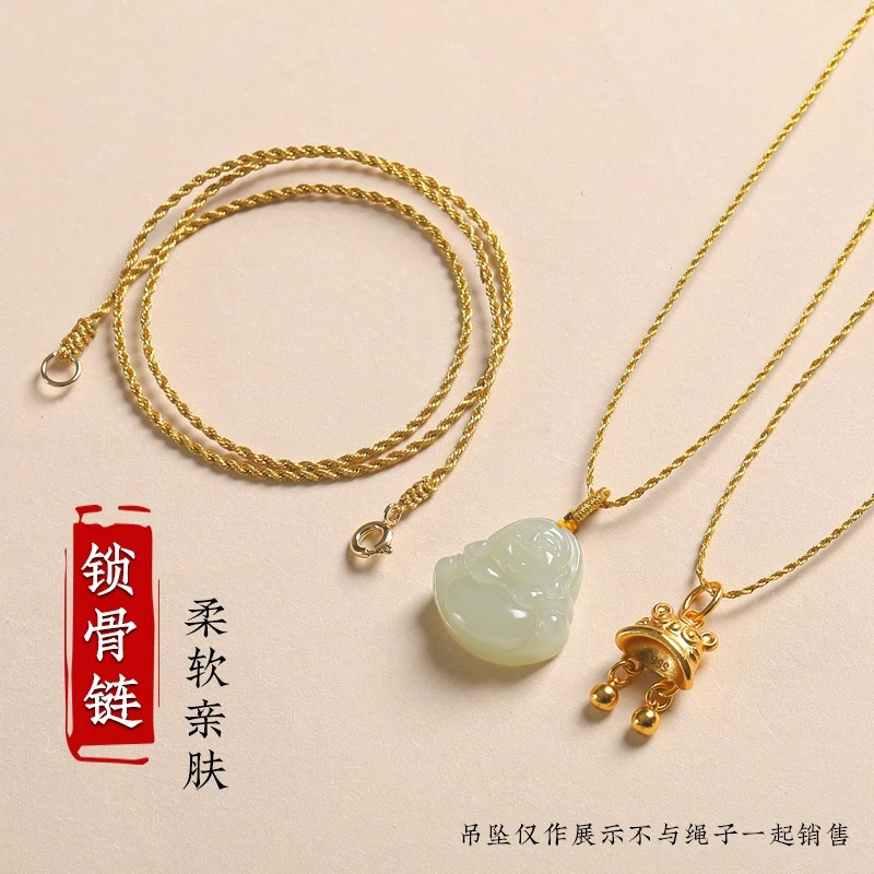 非金属布艺吊坠 高档细金线吊坠挂绳平安扣挂件绳编绳玉坠锁骨链