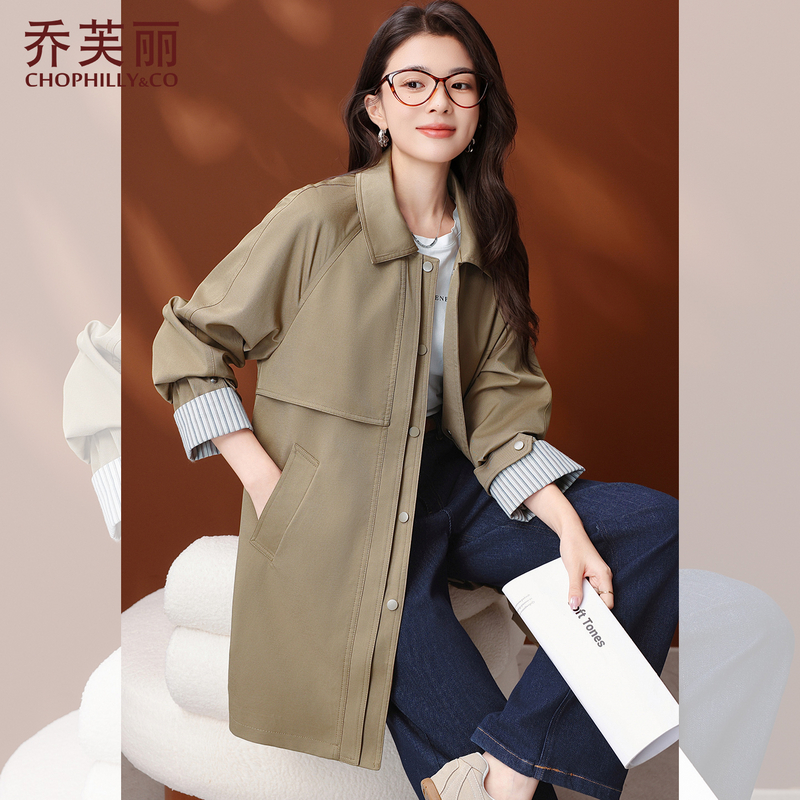 妈妈春秋风衣中长款洋气高贵2025新款中老年女装秋装时尚大码外套