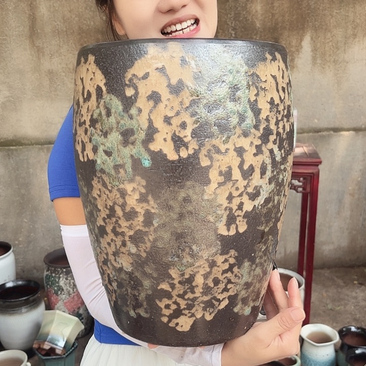 口径23高33一个侘寂风蛋壳宋