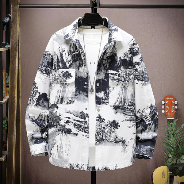 春秋季新款青少年男生牛仔外套学生潮牌夹克大童上衣男士休闲衬衫