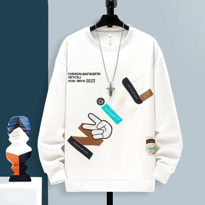 秋季新款卫衣男高中生宽松百搭圆领套头上衣休闲简约长袖男装