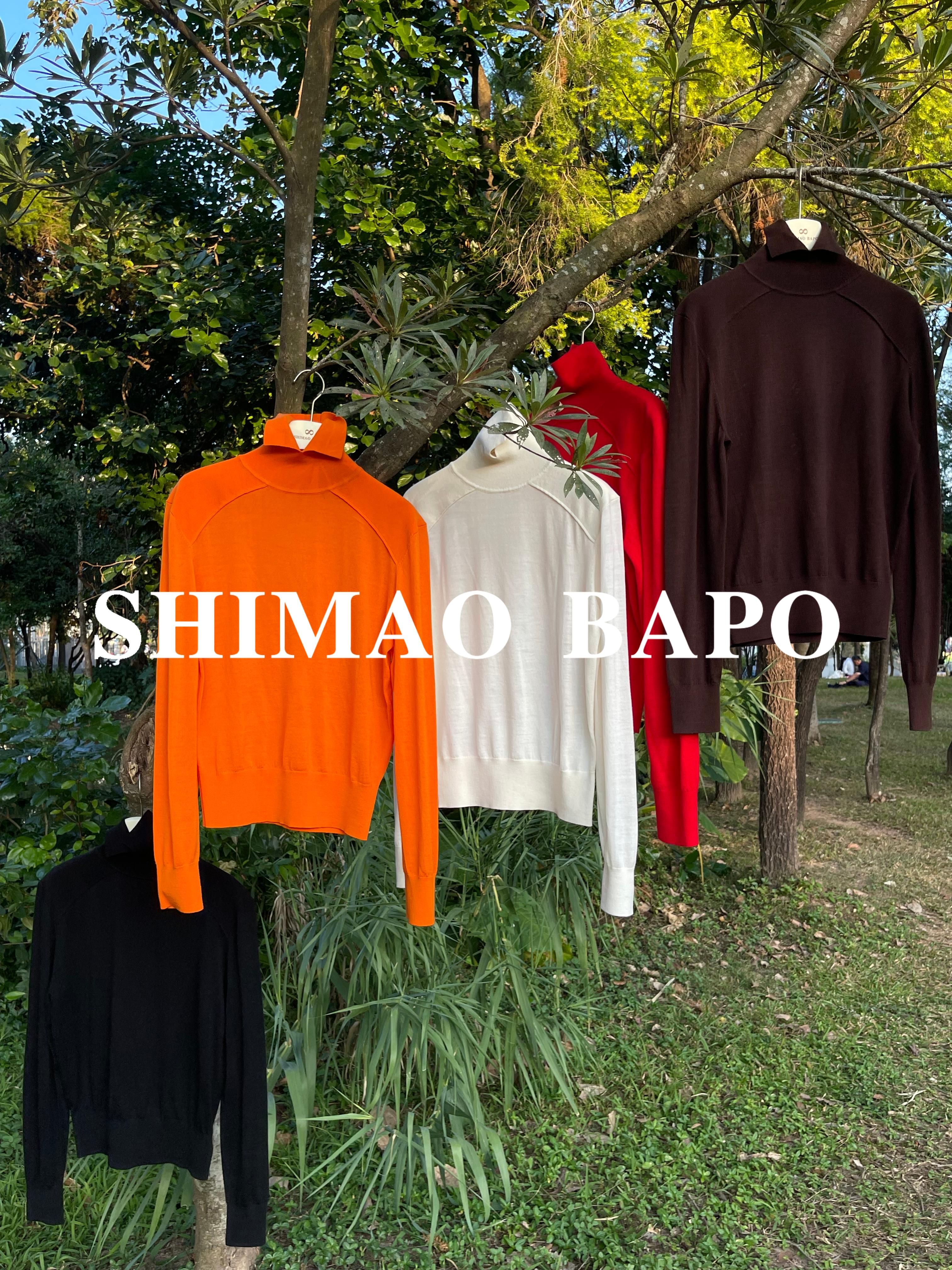 SHIMAO BAPO  48支16针超细100羊毛高领针织上衣