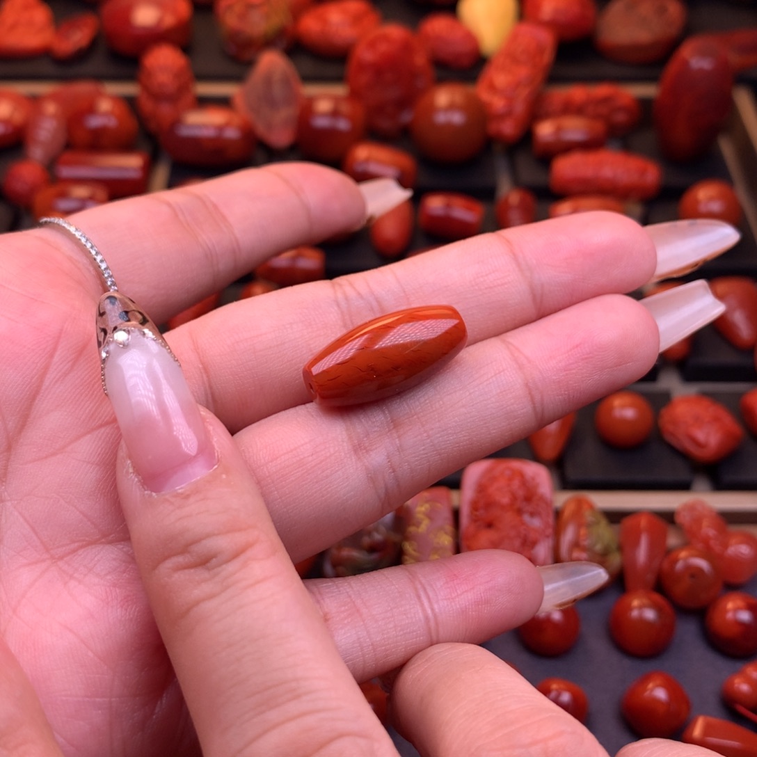 南红玛瑙未镶嵌川料原矿筒珠10.3mm