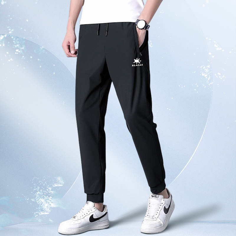 冰丝休闲长裤2025夏季新款中青年潮流运动裤子男小脚裤透气束脚裤