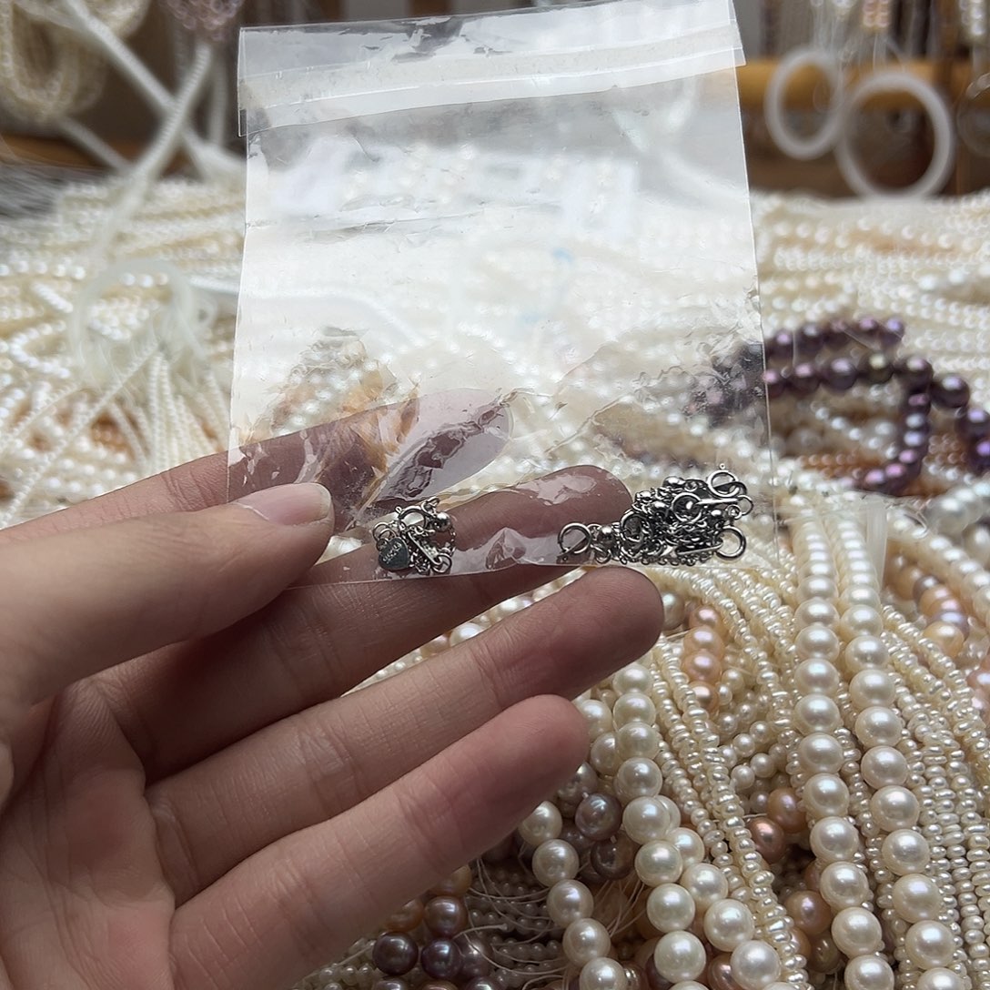 小***卷未镶嵌半成品淡水珍珠s万能扣成品