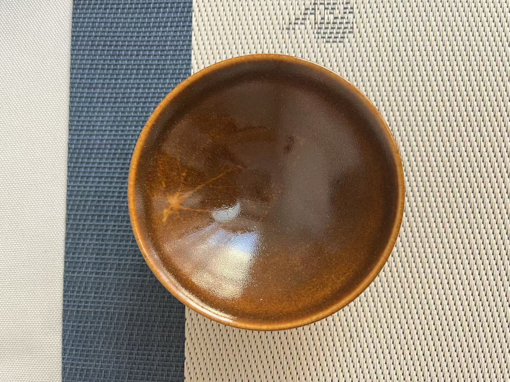 一叶知秋吉州窑柴烧斗笠杯主人杯纯手工